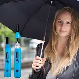 Compact Folding Umbrella with Bottle Cover (Assorted Colors)