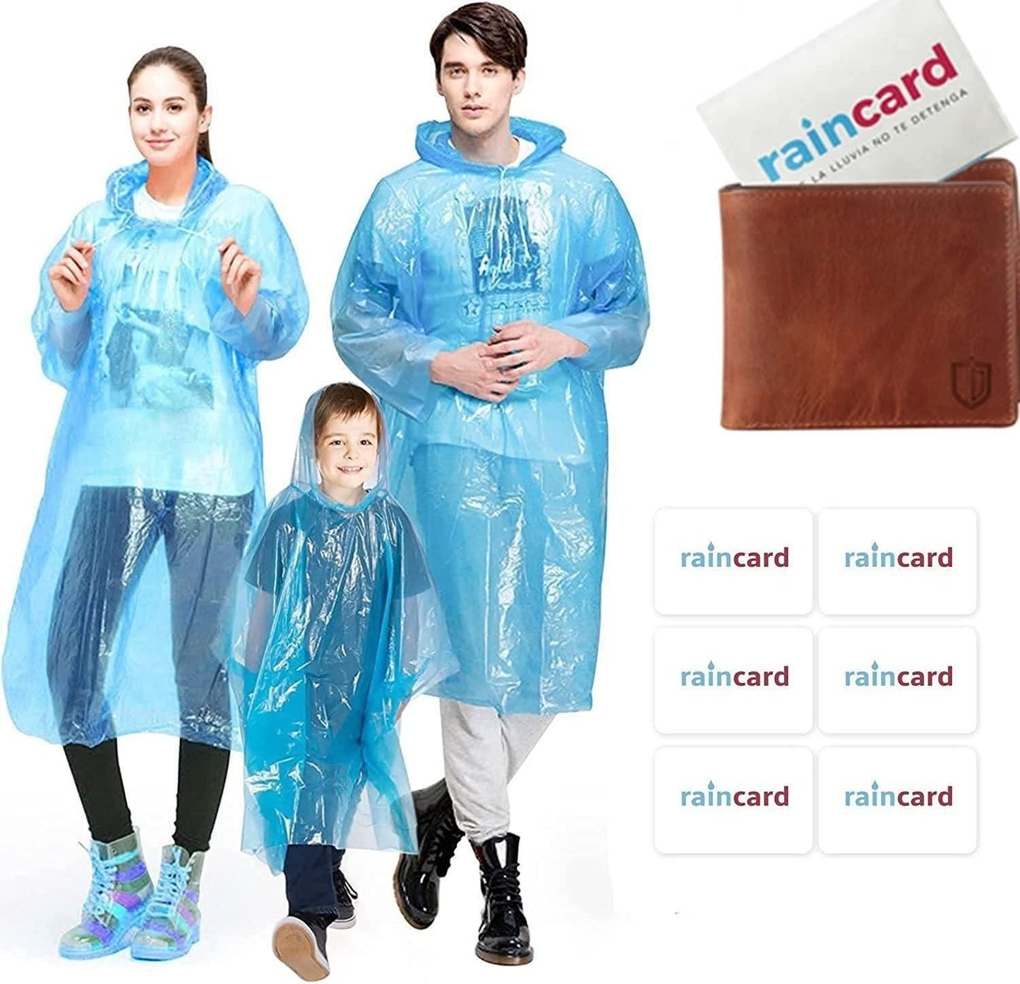 FULLY Reusable Wallet Rain Card Rain Coat for Adults (Set of 5) - Multicolour